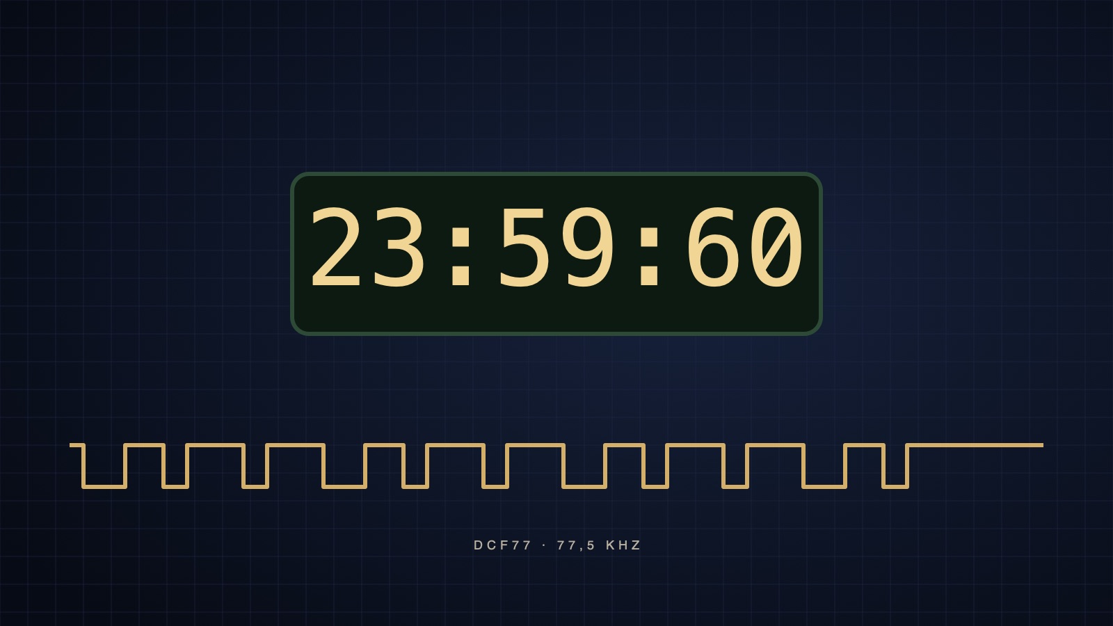 Horloge affichant 23:59:60 et signal horaire